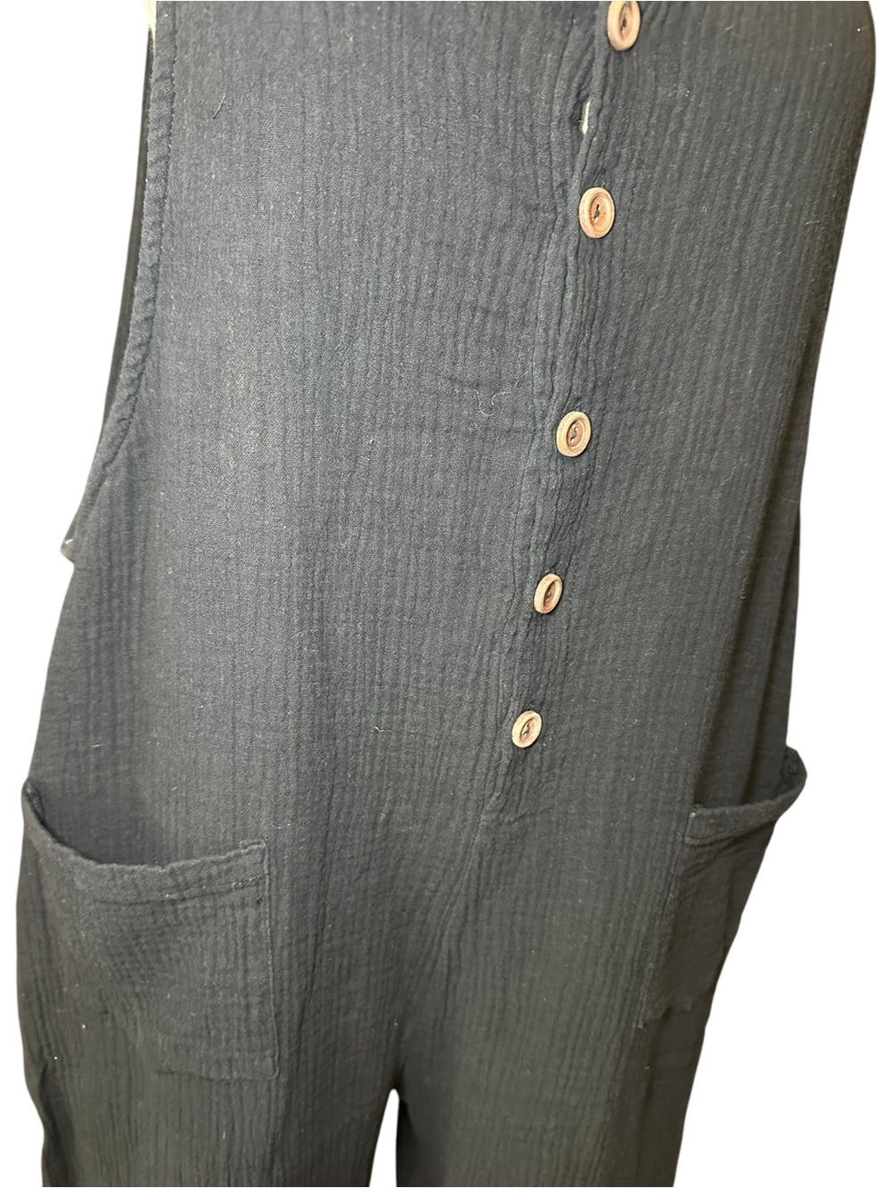 Umgee Black Sleeveless Button-Front Jumpsuit - Picture 7 of 8
